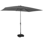 Parasol droit rectangulaire 2x3m - touquet gris - m�t central en aluminium orientable et manivelle d'ouverture ...