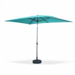 Parasol droit rectangulaire 2x3m - touquet turquoise - m�t central en aluminium orientable et manivelle ...