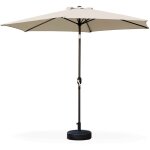 Parasol droit rond �300cm - touquet sable - m�t central en aluminium orientable et manivelle d'ouverture ...