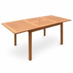 Table de jardin en bois 120 - 180cm - almeria - table rectangulaire avec allonge eucalyptus intrieur ...