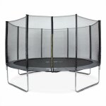 Trampoline rond  430cm gris avec son filet de protection - vnus - trampoline de jardin 430cm 4m qualit ...