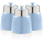 Swan - swka1024bln retro set 3 bo�tes de rangement cuisine 1, 2l herm�tiques pour p�tes riz, vintage ...