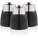 Swan - swka1024bn retro set 3 botes de rangement cuisine 1, 2l hermtiques pour ptes riz, vintage noir ...