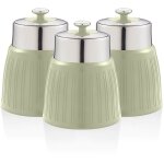 Swan - swka1024gn retro set 3 botes de rangement cuisine 1, 2l hermtiques pour ptes riz, vintage vert ...