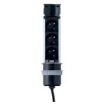 Synercia - bloc 3 prises 2p + t escamotable + 2 usb cble 1. 5 m 16 a 230 v finition noir