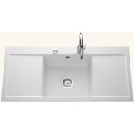 Systemceram - evier cramique blanc mat cleya 1 grand bac 2 gouttoirs