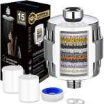 Syst�me de douche � 15 �tages - filtre anti - chlore et adoucisseur d'eau pour douche