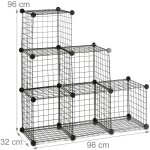 Helloshop26 - systme d'tagre 6 compartiments grille 30 x 30 cm noir