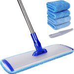 Syst�me de nettoyage de sol professionnel en microfibre de 18 pouces, vadrouille plate avec poign�e en ...