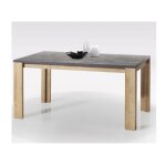 Abitare - table 160x90 cm gris avec pieds en ch�ne naturel - monza