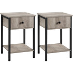 Tables d'appoint lot de 2 bout de canapé tables de chevet industrielle en bois avec 1 tiroir 1 etagère ... Tables d'appoint lot de 2 bout de canapé tables de chevet industrielle en bois avec 1 tiroir 1 etagère ...