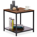 Relaxdays - table d'appoint, 2 surfaces bois, cadre en métal robuste carré, table basse de salon hauteur ... Relaxdays - table d'appoint, 2 surfaces bois, cadre en métal robuste carré, table basse de salon hauteur ...