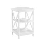 Table d'appoint blanche bout de canapé en bois table de chevet 40 x 40 x 61 cm pour salon chambre, avec ... Table d'appoint blanche bout de canapé en bois table de chevet 40 x 40 x 61 cm pour salon chambre, avec ...