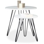 Relaxdays - table d'appoint blanche ronde lot de 2 bois et mtal brillant laqu 3 pieds stable bout canap ...
