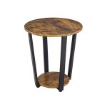 Table d'appoint bout de canap en bois industriel rond  2 niveaux guridon style rtro meuble de salon ...