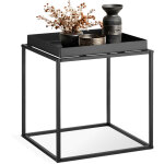 Table d'appoint carr�e en acier 40 x 44 cm noir