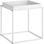 Table d'appoint carr�e en acier 40 x 44 cm blanc