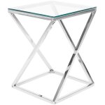 Beliani - table d'appoint carrée 40 cm avec plateau en verre et cadre en métal argenté au style moderne ... Beliani - table d'appoint carrée 40 cm avec plateau en verre et cadre en métal argenté au style moderne ...