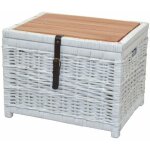 Table d'appoint coffre en bois salon table basse en rotin blanc avec espace de rangement taba05129 Table d'appoint coffre en bois salon table basse en rotin blanc avec espace de rangement taba05129