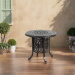 Table d'appoint ext�rieure aluminium avec seau � gla�ons, petite table basse patio, pieds r�glables, ...