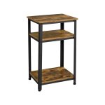 Table d'appoint idustrielle, bout de canap, table de chevet en bois vintage avec 3 tagres de rangement ...