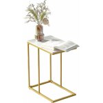 Unho - table d'appoint marbre blanche, bout de canap� de salon m�tal design gu�ridon style moderne table ...