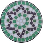 Inlife - table d'appoint mosa�que vert et blanc