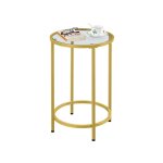 Table d'appoint ronde bout de canap table de chevet dessus en verre tremp diamtre 40, 5 cm cadre en ...