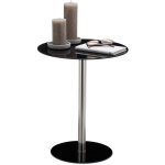 Table d'appoint ronde en verre et inox, table bout de canap dcoratif hlp 53 x 43 x 43 cm, noir - relaxdays ...