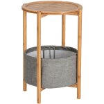 Wenko - table auxiliaire bahari, bambou, avec panier de rangement, ronde