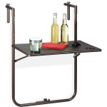 Table balcon suspendue, pliante, r�glable en hauteur 3 niveaux, aspect rotin, r�sistante, 59, 5 x 36 ...