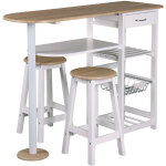 Table - bar et 2 tabourets top chef couleurs fra�ches, l 119 x p 37 x h 88 cm - pegane -