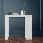 Ml - design table de bar avec 3 �tag�res, 110 x 50 x 103 cm, blanc, en panneau de particules m�lamin�, ...