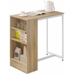 Woltu - table bar 91x49x91 cm, table haute avec 3 compartiments de rangement, table cuisine, ch�ne clair ...