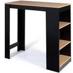 Idmarket - table de bar barth 2 � 4 personnes bois noir et plateau fa�on h�tre