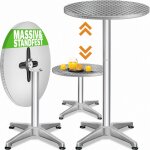 Table de bar bistrot pliable ronde ? 60 cm hauteur r�glable 70 cm / 115 cm 2 en 1 en aluminium mange ...