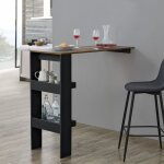 [en. casa] - table de bar brom�lla 120 x 45 x 106 cm effet ch�ne fonc� noir