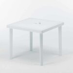 Grand soleil ? table de jardin carr�e 90x90 cm ? polyrotin r�sistant aux uv ? trou pour parasol ? usage ...