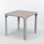 Grand soleil ? table de jardin carr�e 80x80cm ? polyrotin beige ? r�sistante aux intemp�ries ? trou pour ...