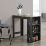 [en. casa] - table de bar danderyd 3 tagres 120x60x106 cm noir chne fonc