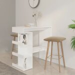 Table de bar avec �tag�re de rangement blanc bois d'ing�nierie vidaxl