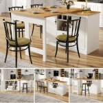Table bar extensible blanche 120 - 180x40x76 cm rotation 360� avec rangement, design haute qualit� salon ...
