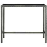 Inlife - table bar de jardin gris 130x60x110 cm rsine tresse et verre