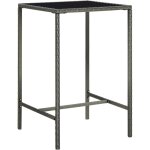 Table de bar de jardin gris 70x70x110cm r�sine tress�e et verre