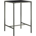 Table de bar de jardin gris 70x70x110cm r�sine tress�e et verre