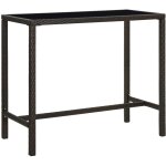 Table de bar de jardin marron 130x60x110cm rsine tresse verre