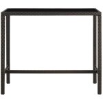 Table de bar de jardin marron 130x60x110cm rsine tresse verre - inlife