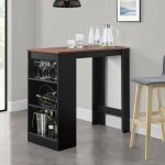 Table de bar kouvola 110 x 50 x 103 cm noir effet noyer [en. casa]