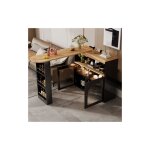 Okwish ? table extensible rotative noire 138 - 193 cm ? �clairage led ? rangement 3 niveaux ? pour salon, ...