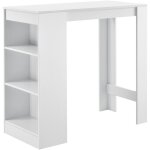 Helloshop26 - table de bar avec rangement bistro haut 3 tagres 110 cm blanc